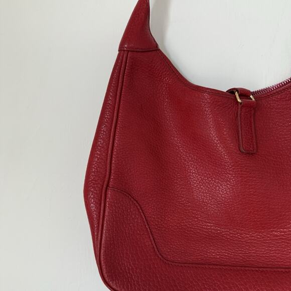 Classic Tote Bag Bordeaux Red Leather Shoulder Purse French Custom Gold Accent - Picture 9 of 16